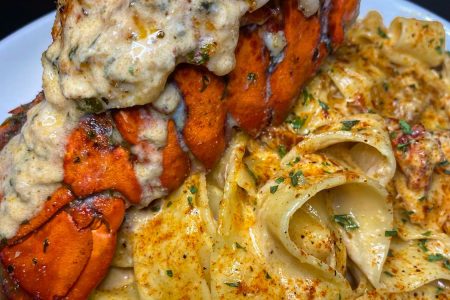 Cajun Lobster , Crab And Salmon Alfredobs