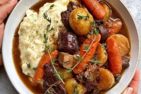 Red Wine-Braised Beef Stew With Potatoes And Carrots