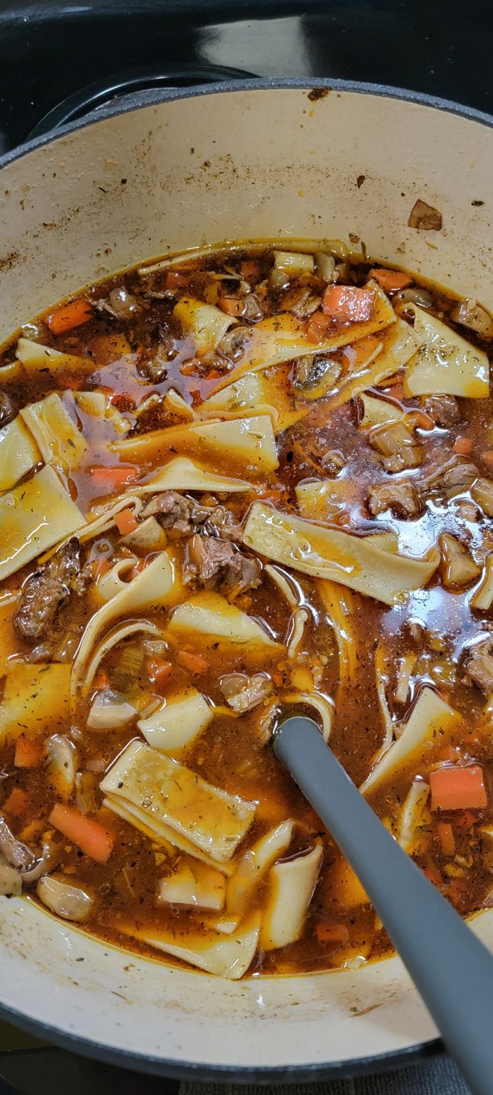 Beef Bourguignon Soup With Homemade Gluten Free Egg Noodles Easy DIY