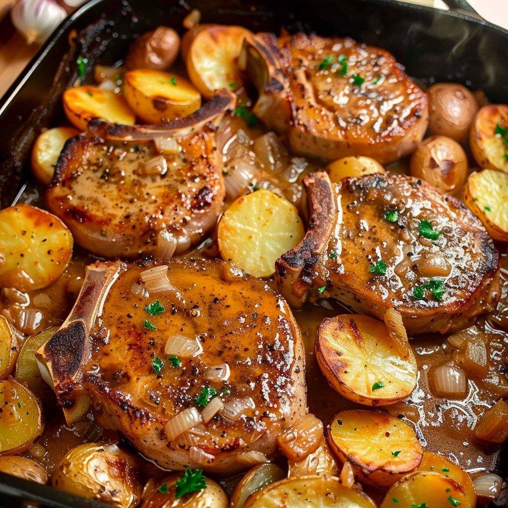 Multi Colored Potatoes With Pork Chops - Easy DIY Recipes