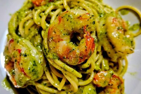 Creamy Pesto Pasta With Shrimp