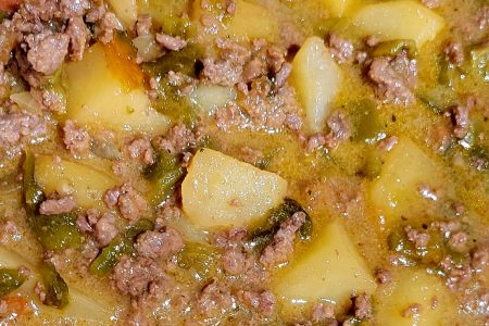Hatch Green Chile Stew With Ground Beef