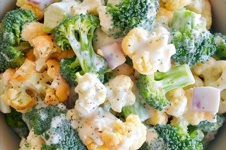 Creamy Broccoli Cauliflower Salad