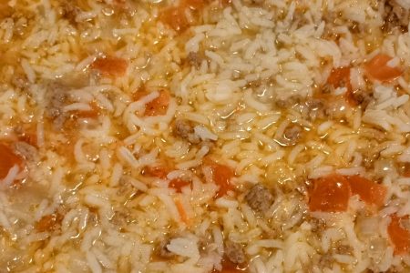 Soupy Beef and Rice Dish