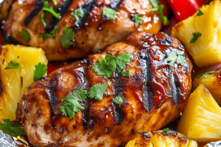 Hawaiian BBQ Chicken and Pineapple Foil Packets